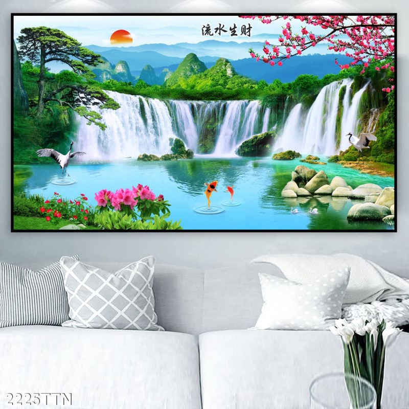 Tranh thác nước, phong thủy 2225TTN
