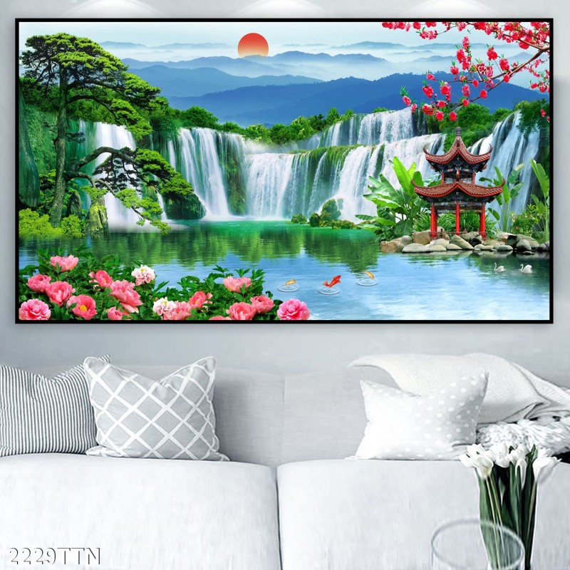 Tranh thác nước, phong thủy 2229TTN