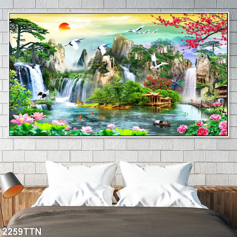 Tranh thác nước, phong thủy 2259TTN
