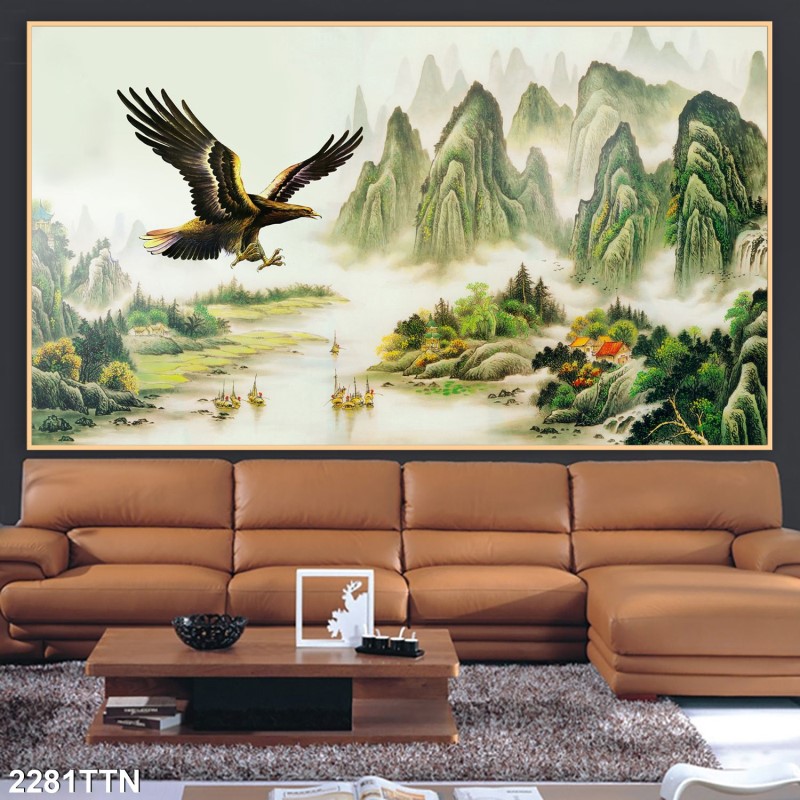 Tranh thác nước, phong thủy 2281TTN