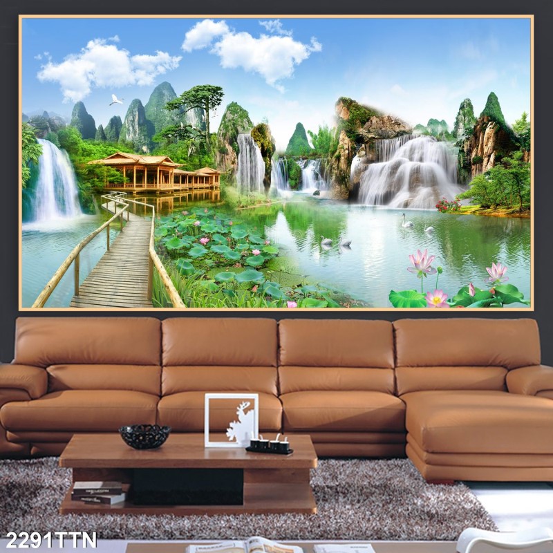 Tranh thác nước, phong thủy 2291TTN