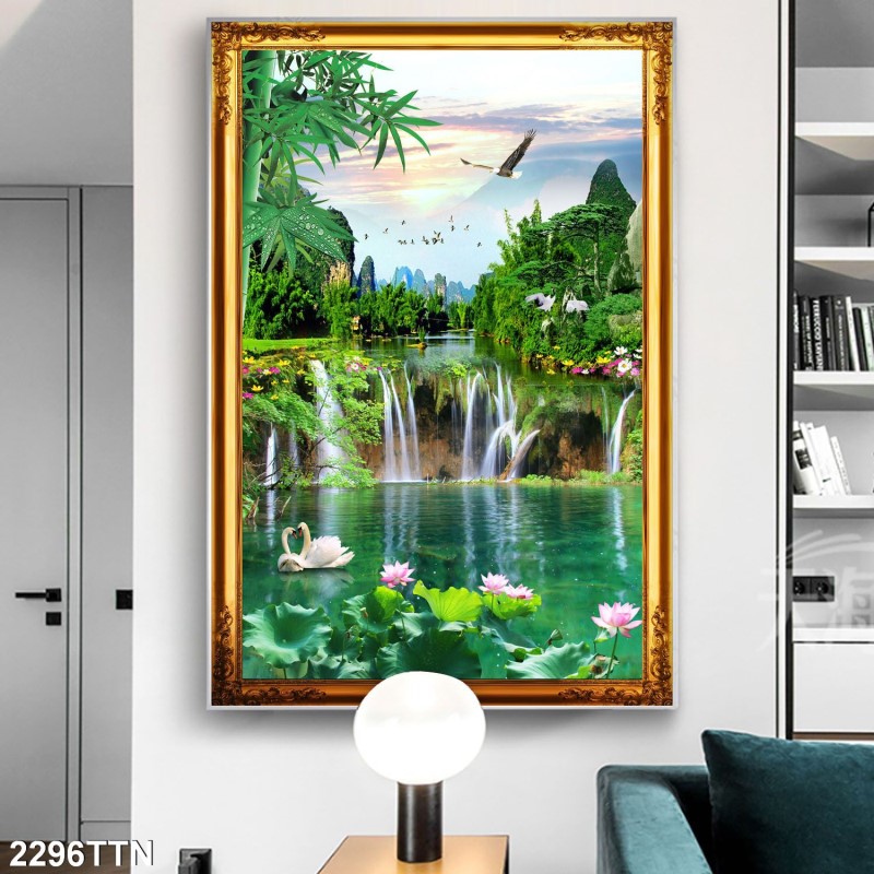Tranh thác nước, phong thủy 2296TTN
