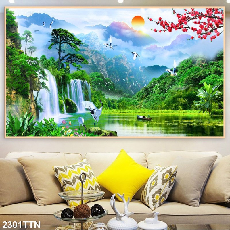 Tranh thác nước, phong thủy 2301TTN