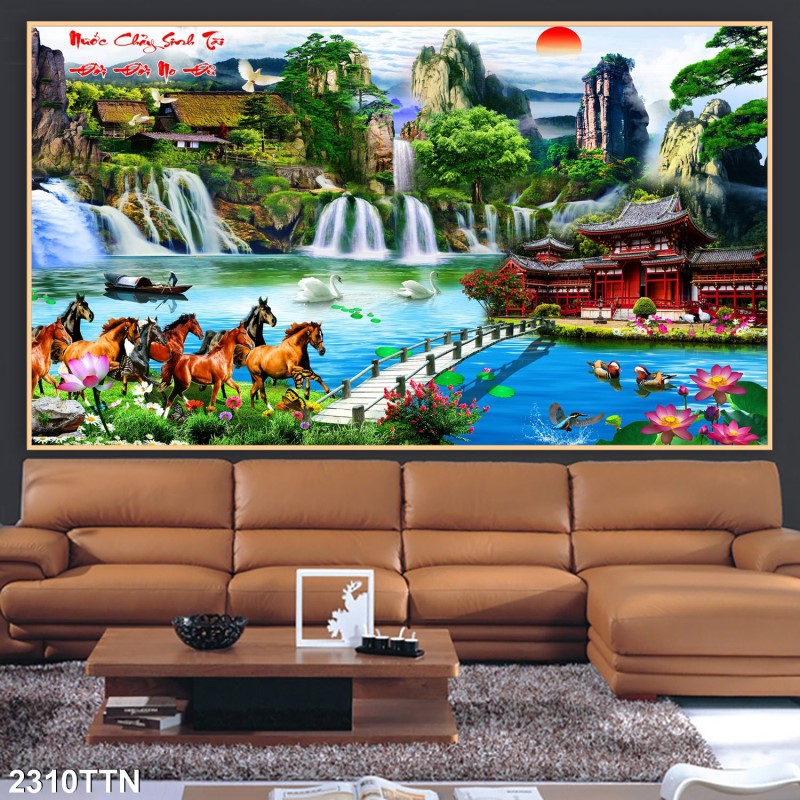 Tranh thác nước, phong thủy 2310TTN