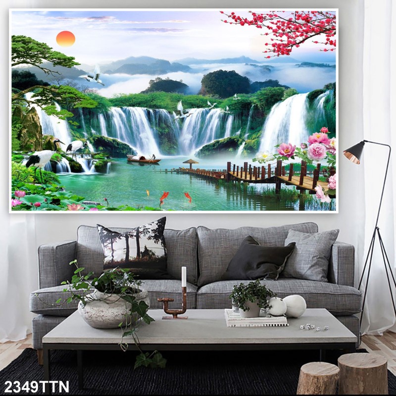 Tranh thác nước, phong thủy 2349TTN