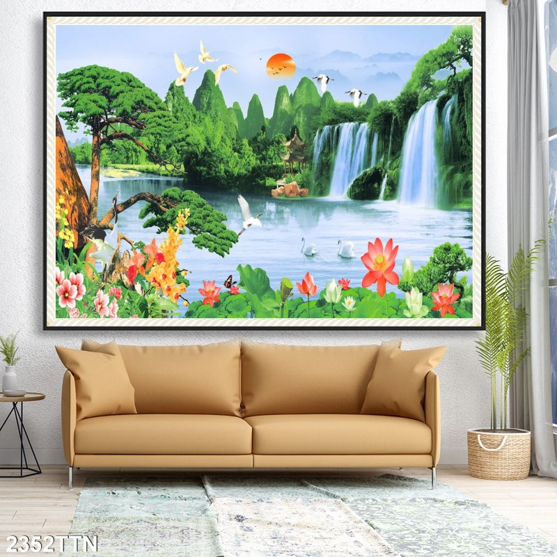 Tranh thác nước, phong thủy 2352TTN