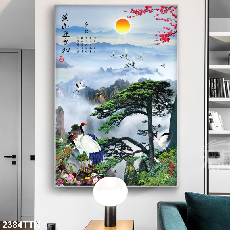 Tranh thác nước, phong thủy 2384TTN
