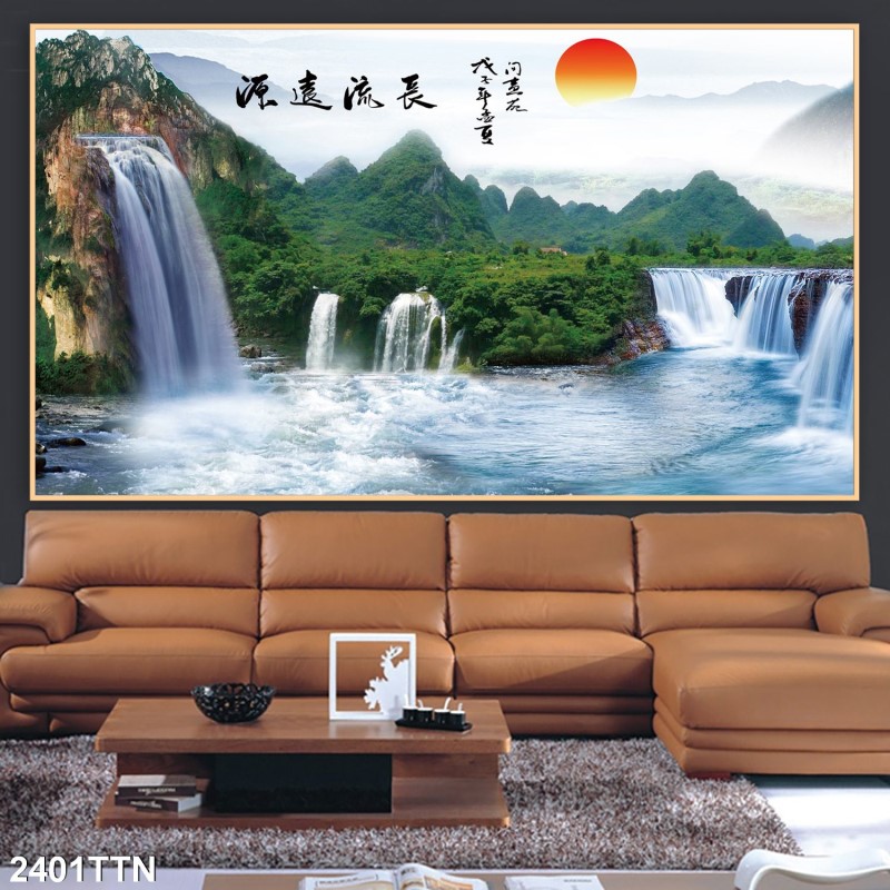 Tranh thác nước, phong thủy 2401TTN