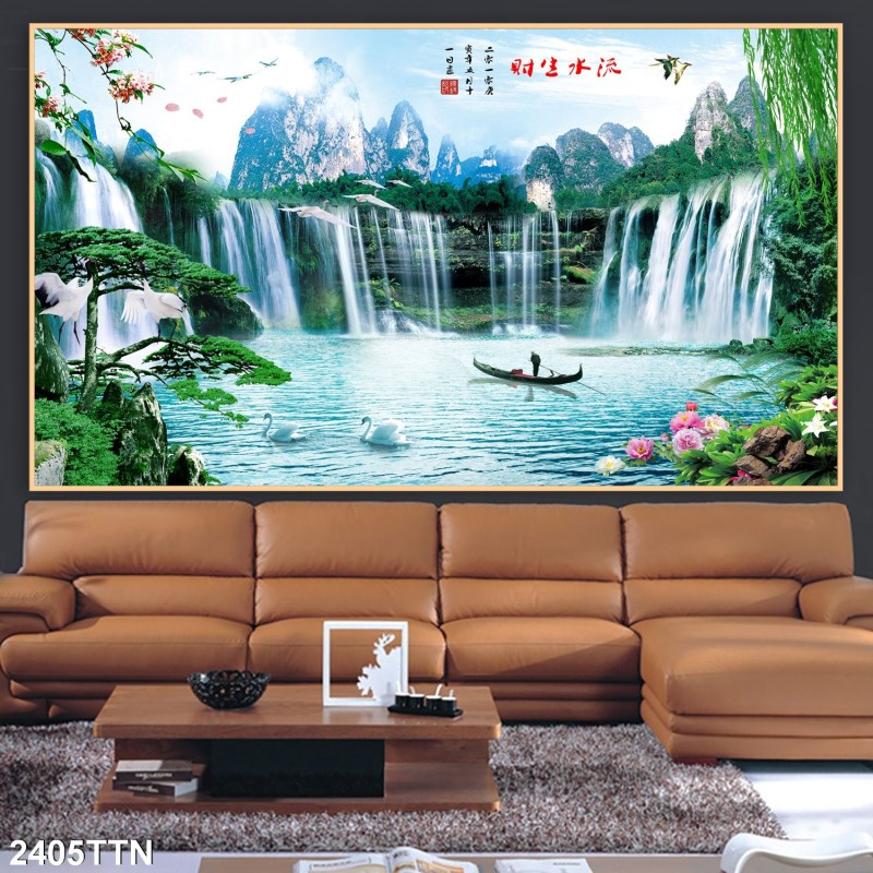 Tranh thác nước, phong thủy 2405TTN
