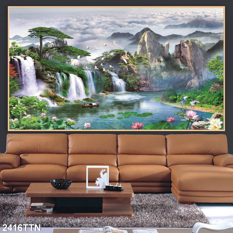 Tranh thác nước, phong thủy 2416TTN