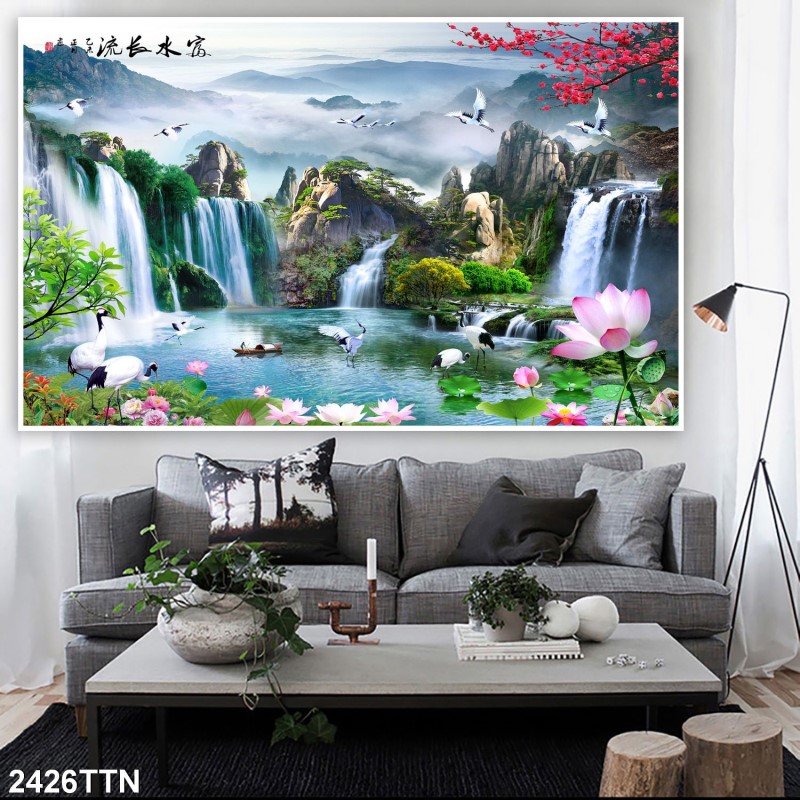 Tranh thác nước, phong thủy 2426TTN