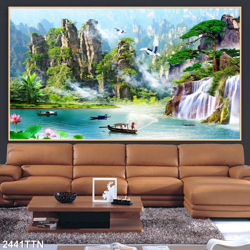 Tranh thác nước, phong thủy 2441TTN