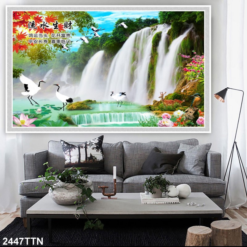 Tranh thác nước, phong thủy 2447TTN