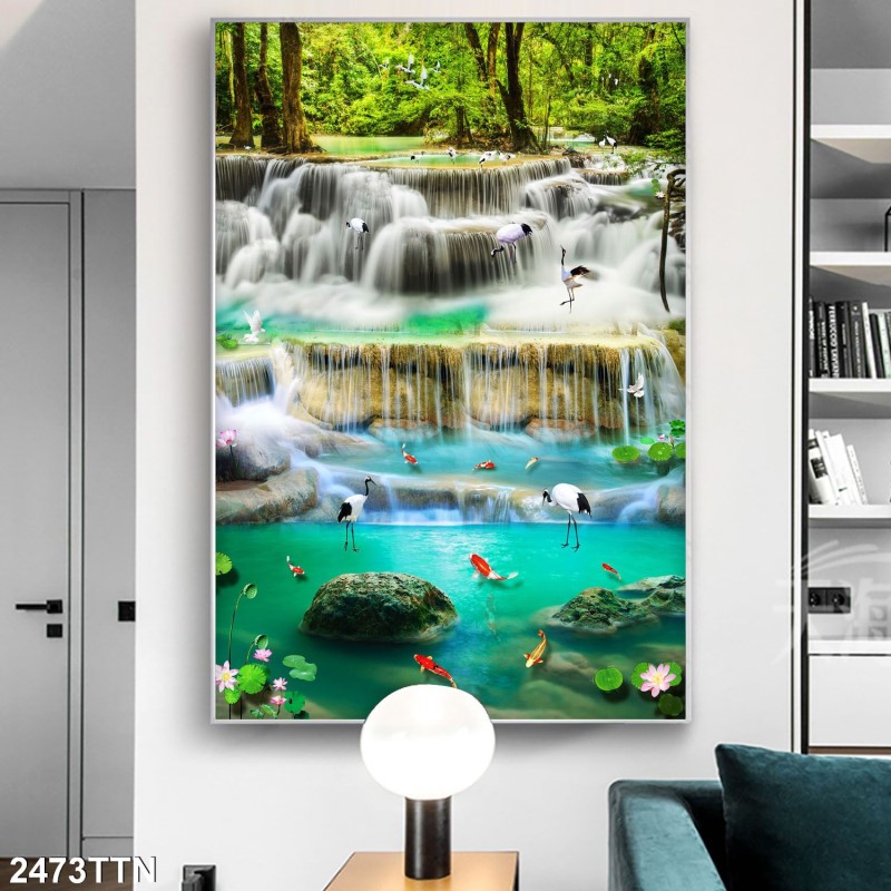 Tranh thác nước, phong thủy 2473TTN