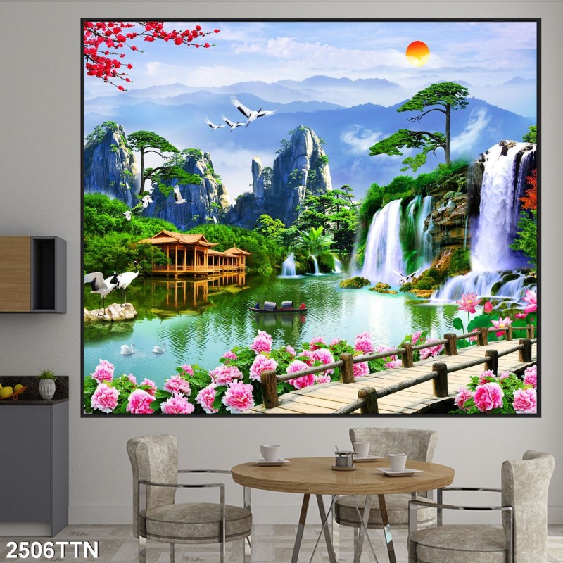 Tranh thác nước, phong thủy 2506TTN