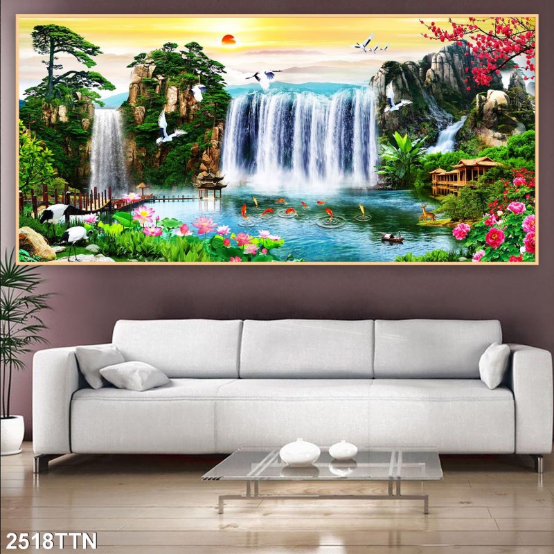 Tranh thác nước, phong thủy 2518TTN