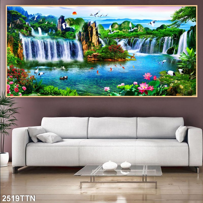 Tranh thác nước, phong thủy 2519TTN