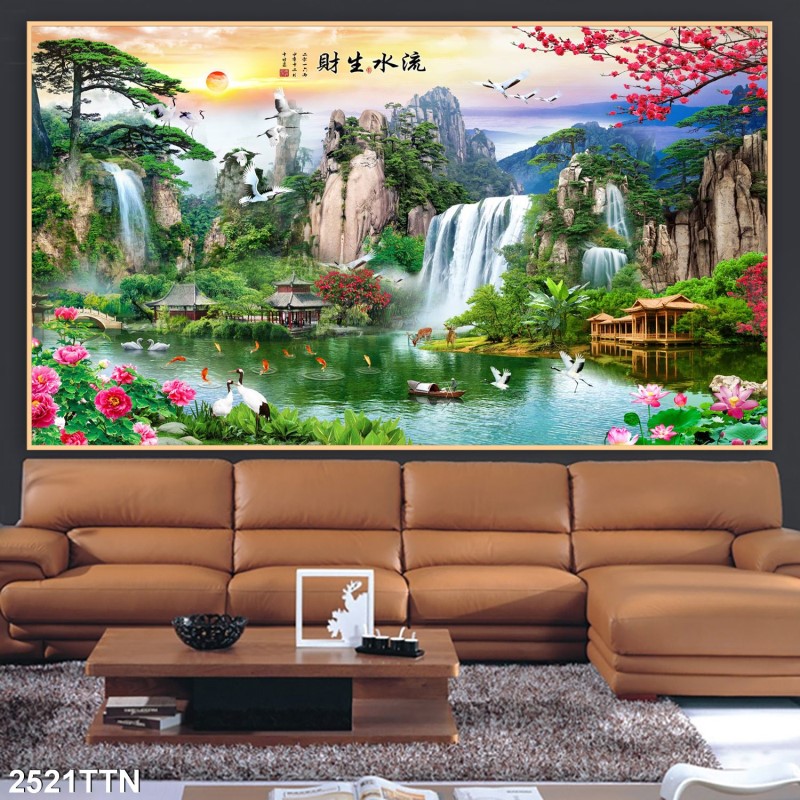 Tranh thác nước, phong thủy 2521TTN