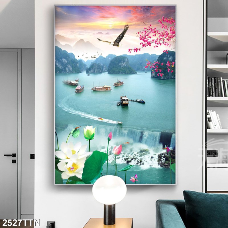 Tranh thác nước, phong thủy 2527TTN