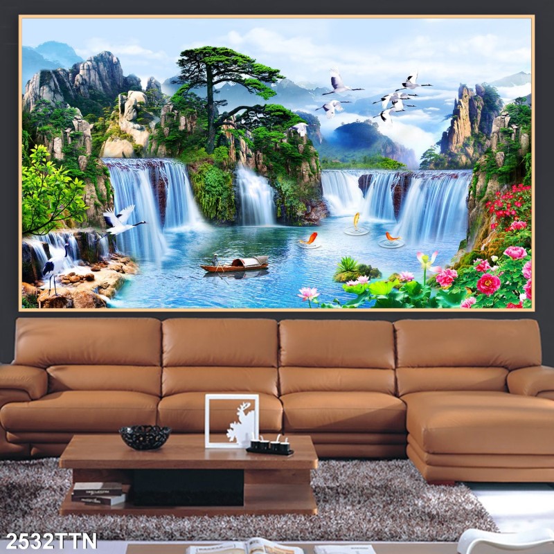 Tranh thác nước, phong thủy 2532TTN