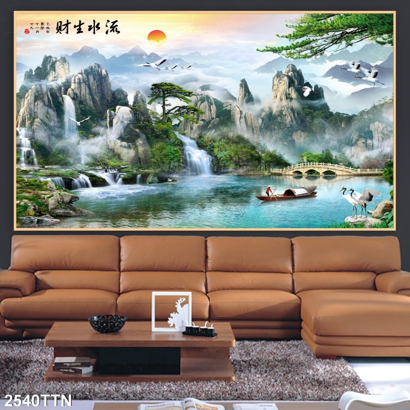 Tranh thác nước, phong thủy 2540TTN