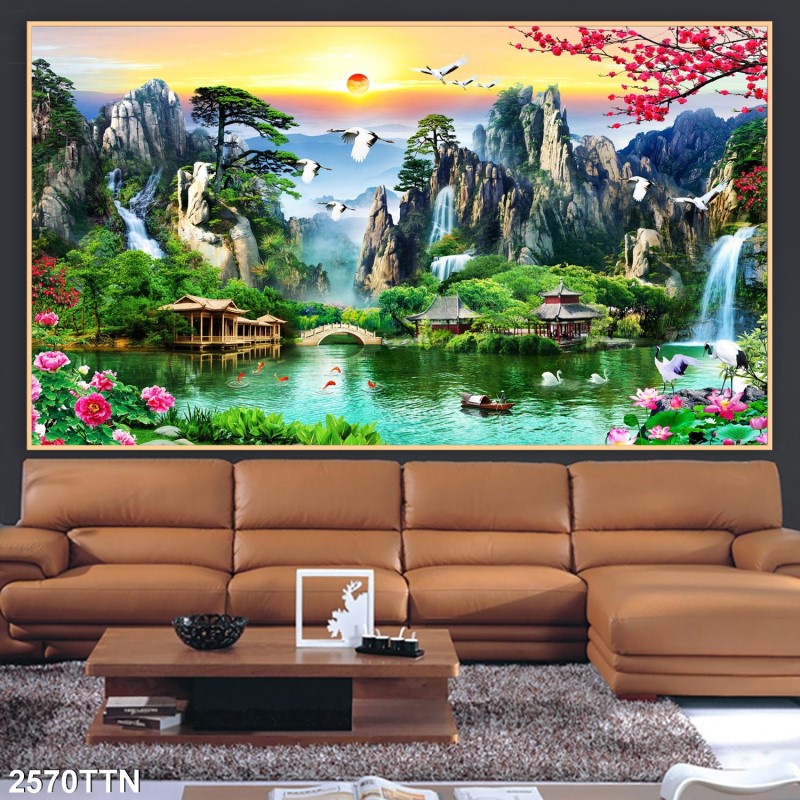 Tranh thác nước, phong thủy 2570TTN