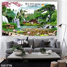 Mẫu Tranh thác nước, phong thủy mã số 1531TTN