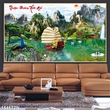 Mẫu Tranh thác nước, phong thủy mã số 1545TTN