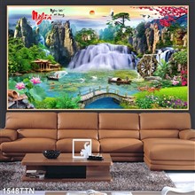 Mẫu Tranh thác nước, phong thủy mã số 1548TTN