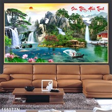Mẫu Tranh thác nước, phong thủy mã số 1550TTN