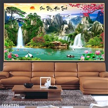 Mẫu Tranh thác nước, phong thủy mã số 1554TTN
