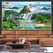 Mẫu Tranh thác nước, phong thủy mã số 1556TTN