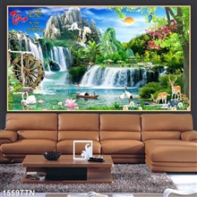 Mẫu Tranh thác nước, phong thủy mã số 1559TTN