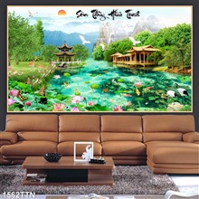 Mẫu Tranh thác nước, phong thủy mã số 1562TTN
