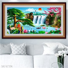 Mẫu Tranh thác nước, phong thủy mã số 2074TTN