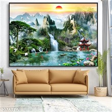 Mẫu Tranh thác nước, phong thủy mã số 2075TTN