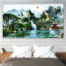Mẫu Tranh thác nước, phong thủy mã số 2076TTN