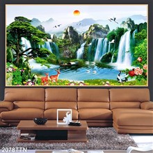 Mẫu Tranh thác nước, phong thủy mã số 2078TTN