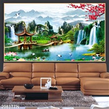 Mẫu Tranh thác nước, phong thủy mã số 2083TTN