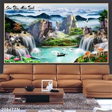 Mẫu Tranh thác nước, phong thủy mã số 2084TTN