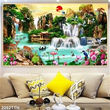 Mẫu Tranh thác nước, phong thủy mã số 2092TTN