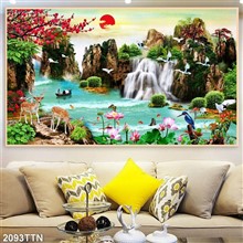 Mẫu Tranh thác nước, phong thủy mã số 2093TTN
