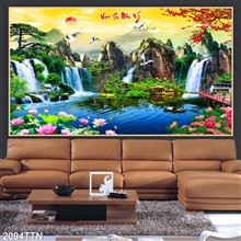Mẫu Tranh thác nước, phong thủy mã số 2094TTN