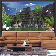 Mẫu Tranh thác nước, phong thủy mã số 2096TTN