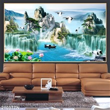 Mẫu Tranh thác nước, phong thủy mã số 2103TTN