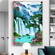 Mẫu Tranh thác nước, phong thủy mã số 2108TTN