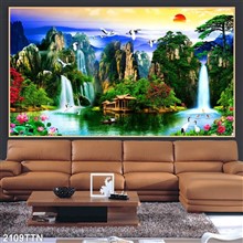 Mẫu Tranh thác nước, phong thủy mã số 2109TTN