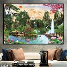 Mẫu Tranh thác nước, phong thủy mã số 2292TTN