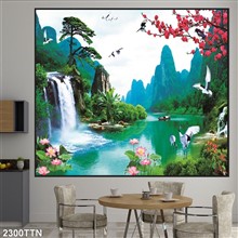 Mẫu Tranh thác nước, phong thủy mã số 2300TTN