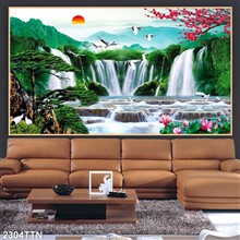 Mẫu Tranh thác nước, phong thủy mã số 2304TTN